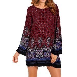 NWT. ZANZEA Small Floral Print Loose Casual Mini Shift Dress.